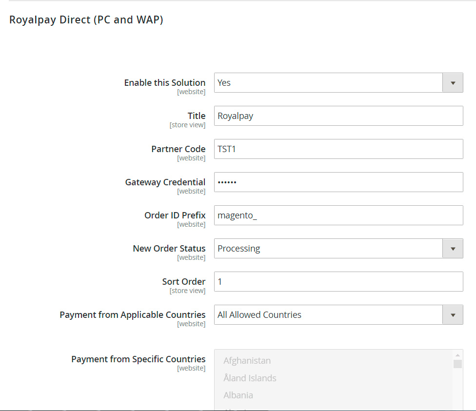 royalpay for magento2安装设置